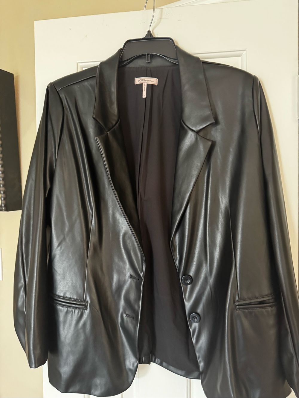 BCBGMaxAzria Black Vegan Leather Blazer